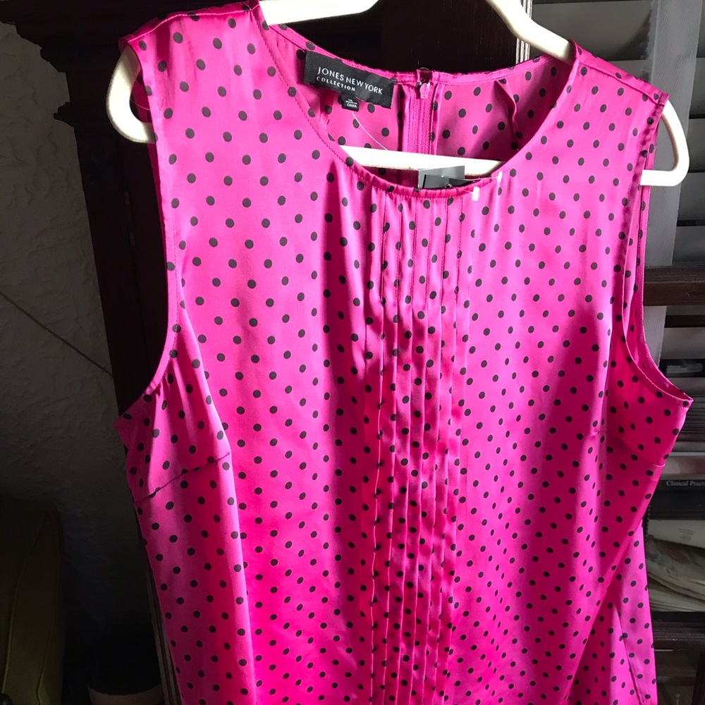 JNY Sleeveless Pink and Black Kelsey Shell